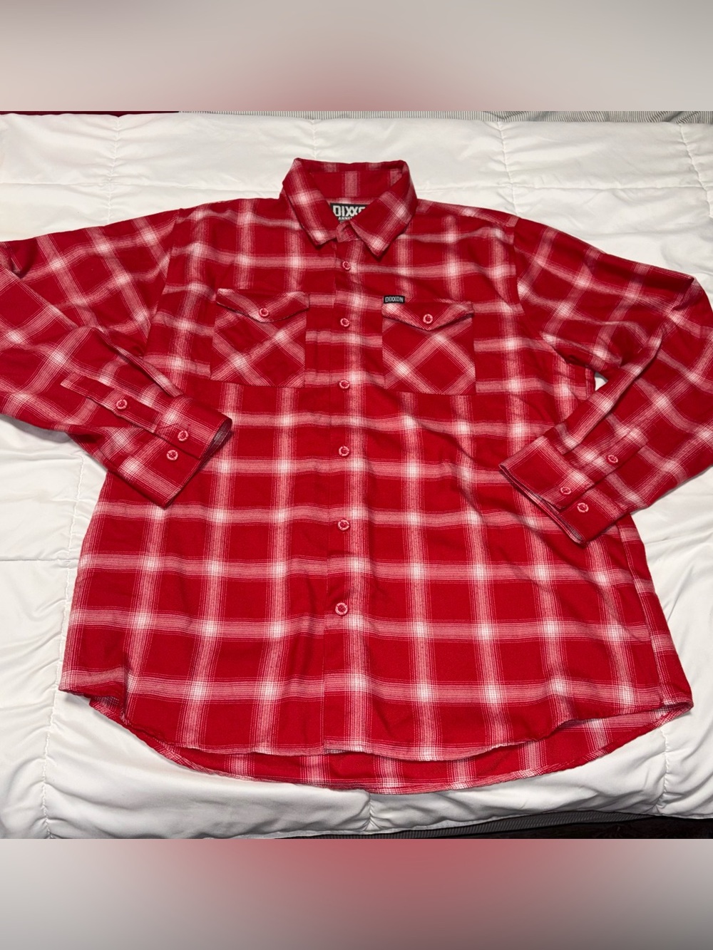 Dixxon Flannel Co. Mens XL Shirt Third Street Form and Function Red White Plaid